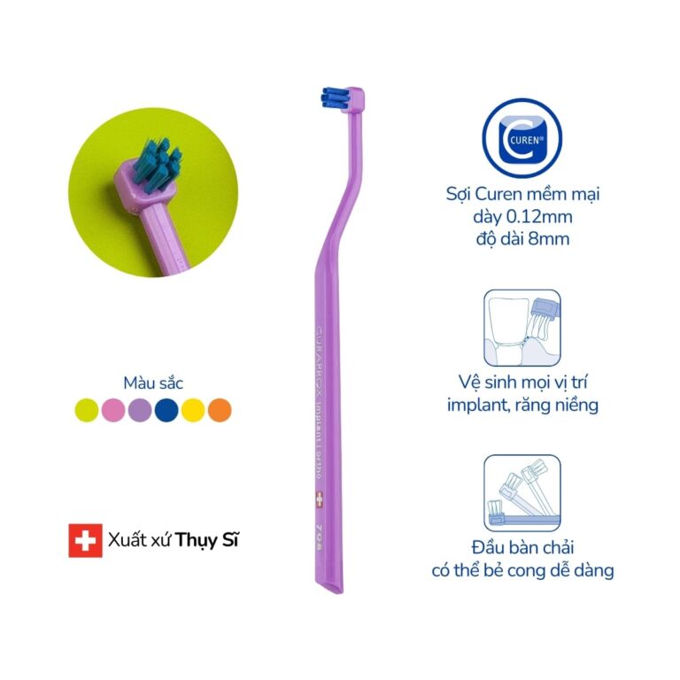 Bàn chải Implant/Răng niềng Curaprox CS 708 Implant Ortho tím