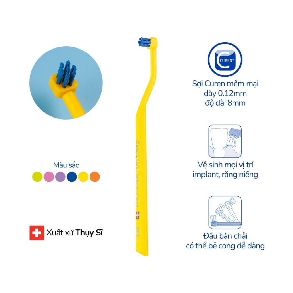 Bàn chải Implant/Răng niềng Curaprox CS 708 Implant Ortho vàng