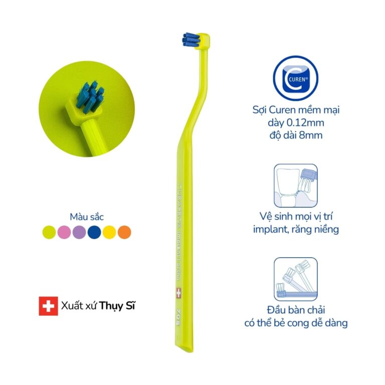 Bàn chải Implant/Răng niềng Curaprox CS 708 Implant Ortho xanh lá